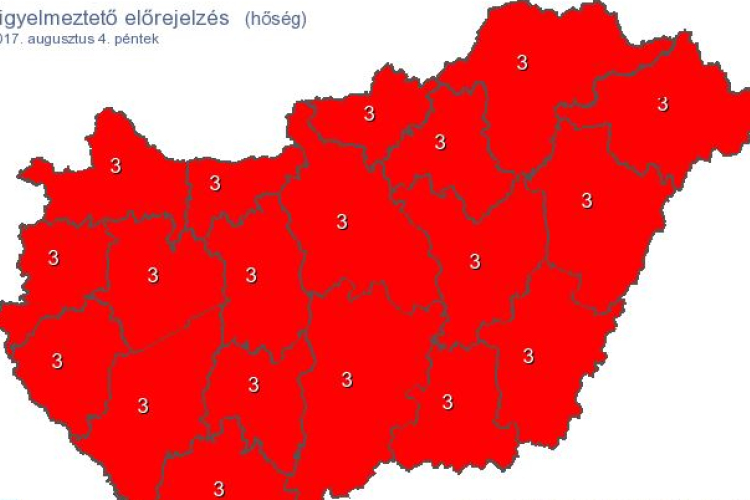 Az egész országban harmadfokú figyelmeztetés